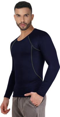 Kyk Solid Men Round Neck Dark Blue T-Shirt