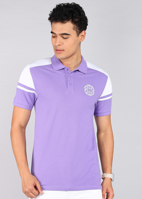 United Colors of Benetton Colorblock Men Polo Neck Purple T-Shirt