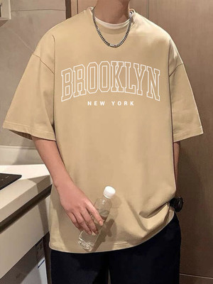 Cool Plus Printed Men Round Neck Beige T-Shirt