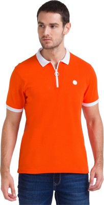 PARX Solid Men Polo Neck Orange T-Shirt