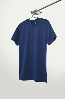 Normie Solid Men Round Neck Blue T-Shirt