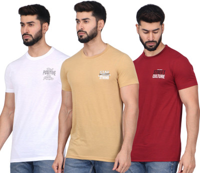 WILD ELEPHANT Printed Men Round Neck Multicolor T-Shirt