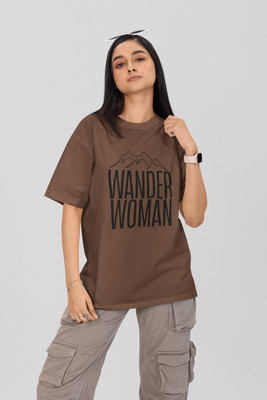 Stylewill Graphic Print Women Round Neck Brown T-Shirt