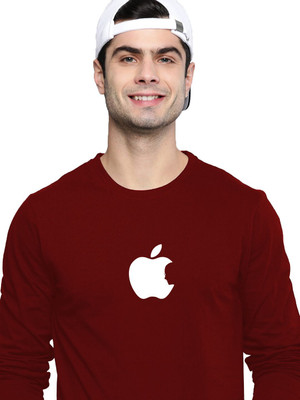 OrrganicChics Printed Men Round Neck Maroon T-Shirt