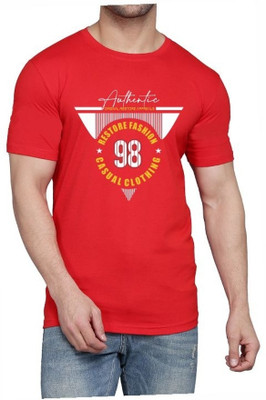 WOOSTRO Printed, Typography Men Round Neck Red T-Shirt