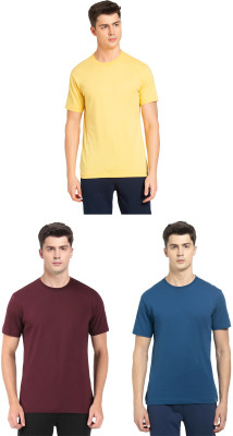 JOCKEY Solid Men Round Neck Yellow, Blue, Maroon T-Shirt