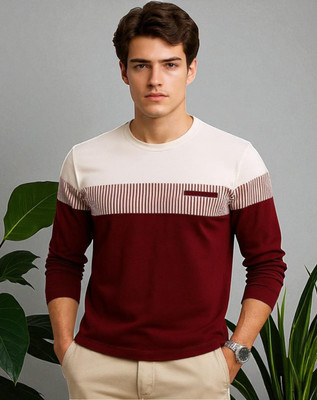 Autna Printed Men Round Neck Maroon T-Shirt