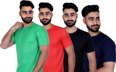 C P FASHION Solid Men High Neck Reversible Multicolor T-Shirt