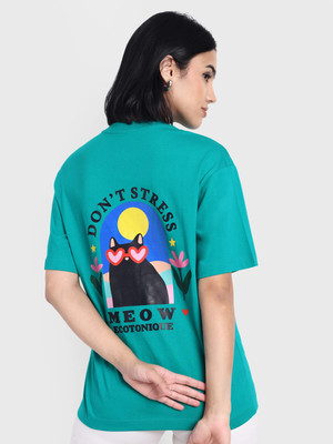 ECOTONIQUE Graphic Print Women Crew Neck Green T-Shirt