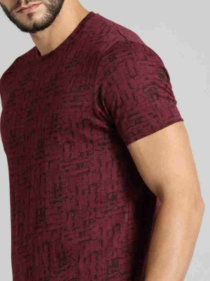 Magpy Printed Men Round Neck Maroon T-Shirt