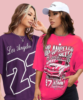 Christy World Printed Women Round Neck Multicolor T-Shirt