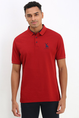 Allen Solly Solid Men Polo Neck Red T-Shirt