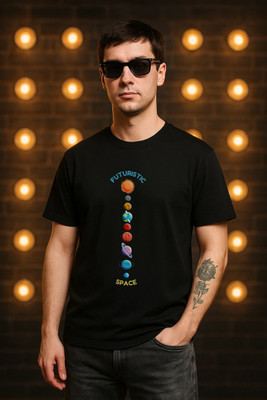 Kapda Culture Solid, Graphic Print Men Round Neck Black T-Shirt