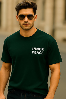 VIshalknitwears Graphic Print, Typography Men Round Neck Dark Green T-Shirt
