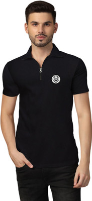 Lawful Casual Graphic Print Men Polo Neck Black T-Shirt