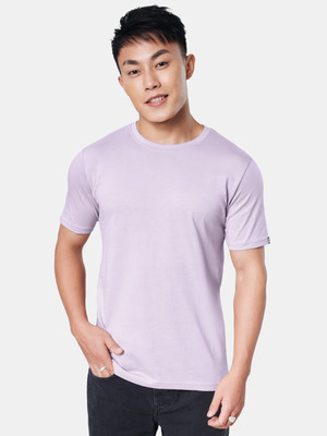 The Souled Store Solid Men Round Neck Purple T-Shirt