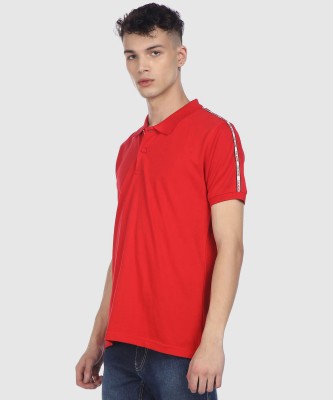 FLYING MACHINE Solid Men Polo Neck Red T-Shirt