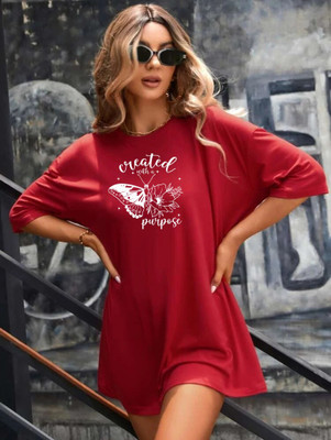 Stylicity Printed Women Round Neck Red T-Shirt