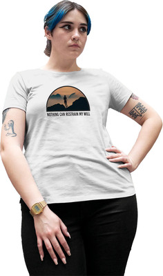 Fighterhero Printed Women Round Neck White T-Shirt