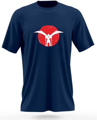 DUDEME Printed Men Round Neck Dark Blue T-Shirt