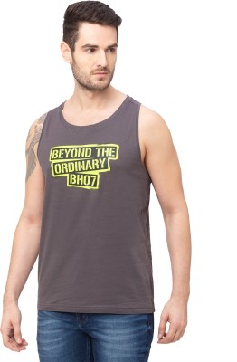 BEING HUMAN Typography Men Round Neck Grey T-Shirt