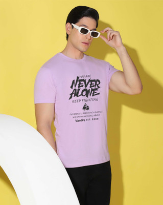 WOOSTRO Graphic Print Men Round Neck Purple T-Shirt
