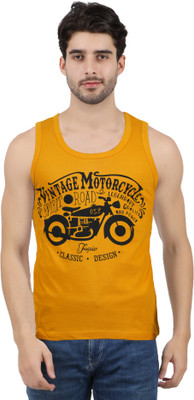 JUGULAR Printed Men Scoop Neck Yellow T-Shirt