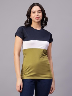 DIAZ Solid Women Round Neck Multicolor T-Shirt