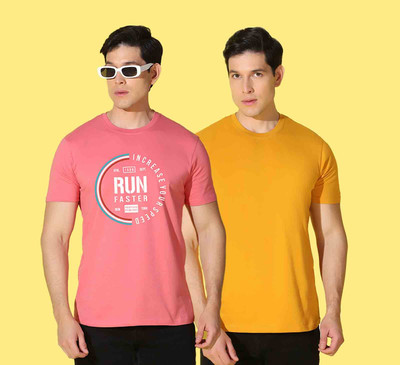 WOOSTRO Printed, Solid Men Polo Neck Multicolor T-Shirt