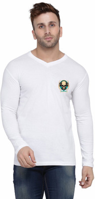 Lawful Casual Solid Men V Neck White T-Shirt