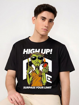 SZN Graphic Print Men Round Neck Black T-Shirt