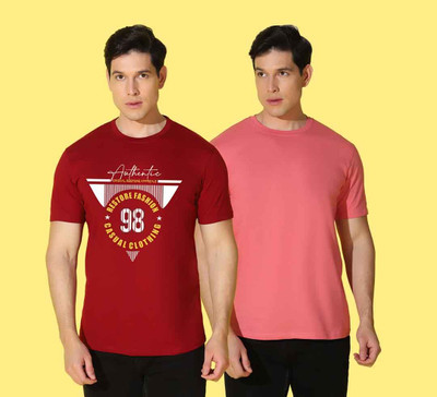 WOOSTRO Printed Men Round Neck Multicolor T-Shirt