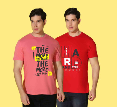 WOOSTRO Printed Men Round Neck Multicolor T-Shirt