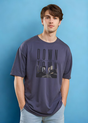 Smartees Printed Men Round Neck Blue T-Shirt