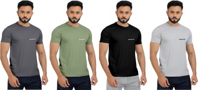 INDICLUB Sporty Men Round Neck Grey, Light Green, Black, Silver T-Shirt