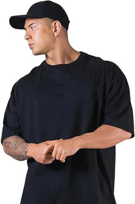 Comio Solid Men Round Neck Black T-Shirt