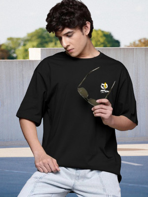 Dark Drive Printed Men Round Neck Black T-Shirt