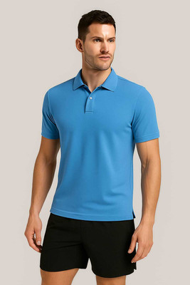 KUMAR Solid Men Polo Neck Light Blue T-Shirt