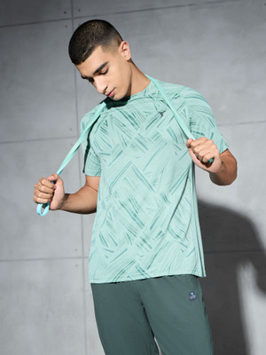 TECHNOSPORT Printed Men Round Neck Green T-Shirt