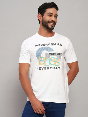 CANTABIL Printed Men Round Neck White T-Shirt