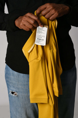 LEVI'S Solid Men Polo Neck Yellow T-Shirt