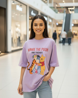 UG Fashion Printed Women Round Neck Purple T-Shirt