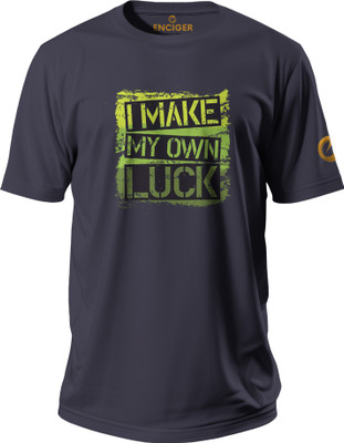 Enciger Printed Men Round Neck Dark Blue T-Shirt