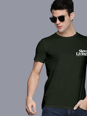 Mast & Harbour Printed Men Round Neck Dark Green T-Shirt