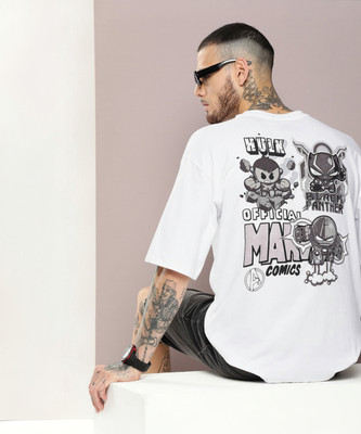 Kook N Keech Marvel Printed, Typography Men Round Neck White T-Shirt