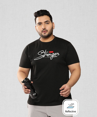 KIXO PLUS Sporty Men Round Neck Black T-Shirt