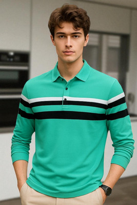 Bolderift Solid Men Polo Neck Green T-Shirt