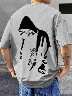 TeeBrozz Printed Men Round Neck Grey T-Shirt