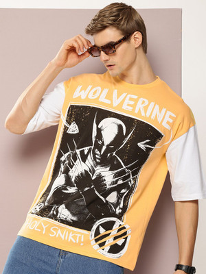 Kook N Keech Printed Men Round Neck Yellow T-Shirt
