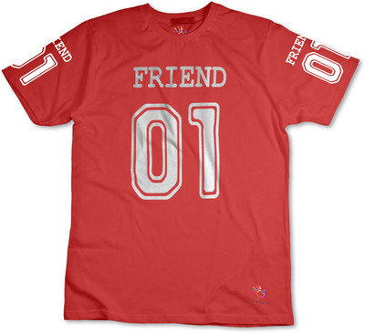 THE PRINT PLATTER Typography Men Round Neck Red T-Shirt